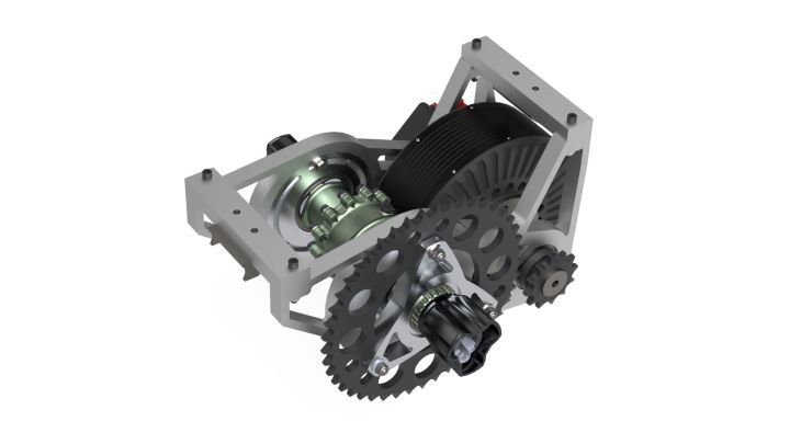 Olin electric motorsports FSAE drivetrain with Emrax 228 and drexler differential